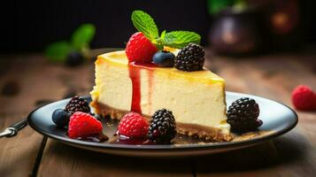 AI generated decadent cheesecake dessert food photo