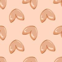 Abstract pattern with fortune cookies on a beige background. A cozy hugo-style pattern vector