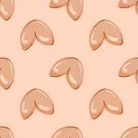 Abstract pattern with fortune cookies on a beige background. A cozy hugo-style pattern vector