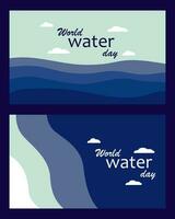 conjunto de pancartas para mundo agua día en marzo 22 salvar agua - ecología, cuidando para el planeta, ahorro agua recursos, el agua ciclo en naturaleza. vector