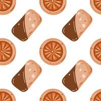 Seamless pattern with chocolate and orange cookies on a white background. Pastel colors vector