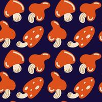 Pattern with red mushrooms on a blue background. Children's pattern on the theme of forests and mushrooms vector