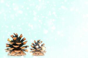 Pine cone. nature. Beautiful landscape with snow covered fir trees and snowdrifts.Merry Christmas and happy New Year greeting background. photo