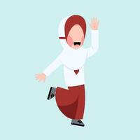 Indonesian Hijab Elementary School Student Character vector