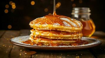 ai generado mullido desayuno tortita comida foto