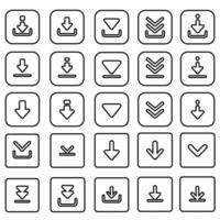 Download icon vector set. Upload button illustration collection. Load symbol or logo.