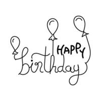 Handwritten modern brush lettering of Happy Birthday text on white background. vector