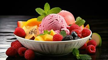 AI generated mango fruit ice cream photo