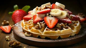 AI generated syrup warm waffle food photo