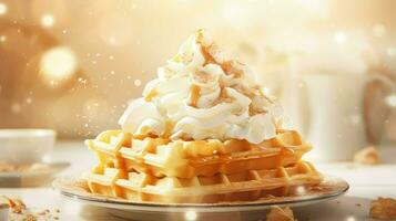 AI generated dessert cream waffle food photo