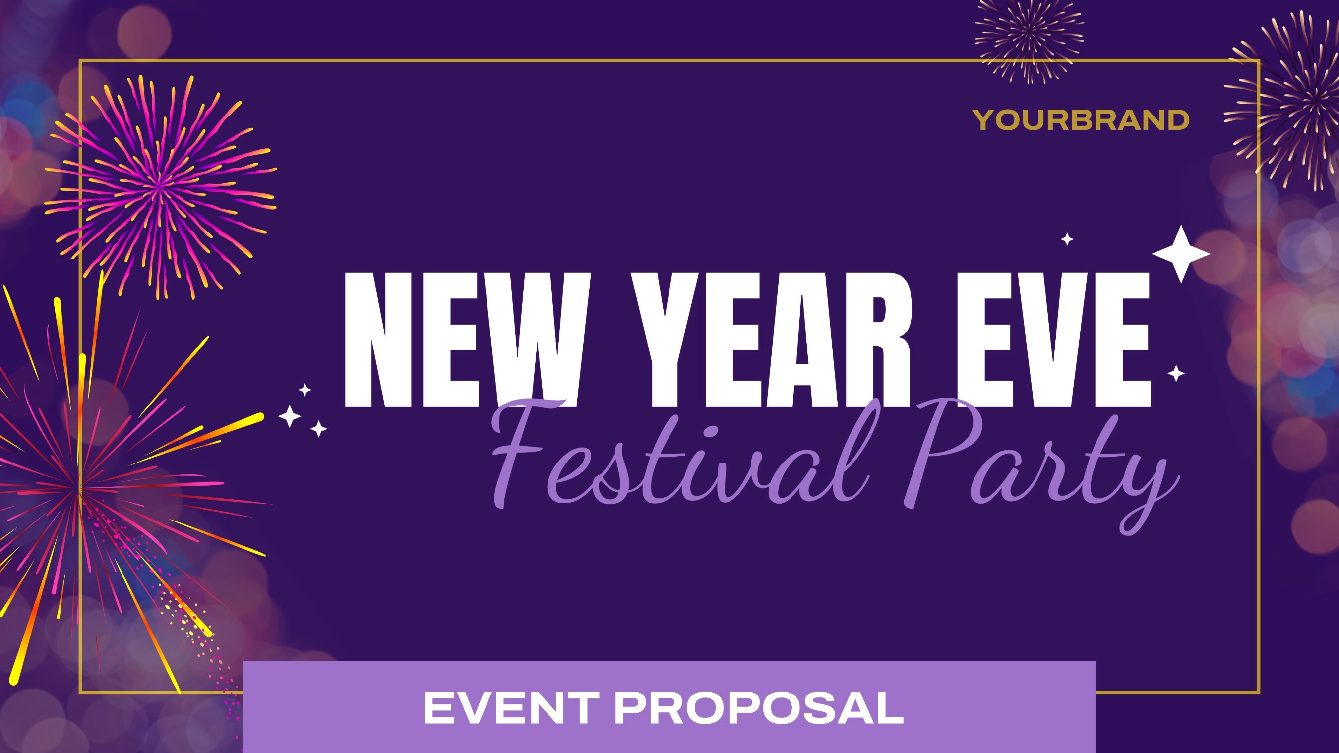 Purple Gold Firework Party New Year Event Proposal