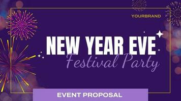 Purple Gold Firework Party New Year Event Proposal template
