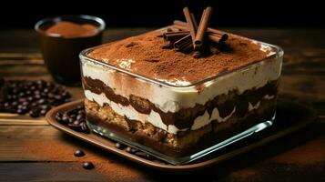 AI generated chocolate cocoa tiramisu food photo