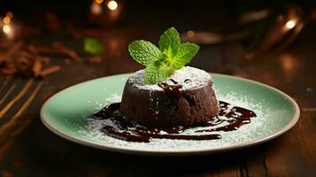 ai generado Galleta plato postre comida foto