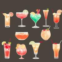 AI generated Cocktail Mocktail Drinks Collection Illustration Water Color Simple Background photo