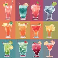 AI generated Cocktail Mocktail Drinks Collection Illustration Water Color Simple Background photo