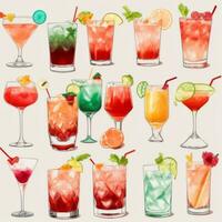 ai generado cóctel Mocktail bebidas colección ilustración agua color sencillo antecedentes foto