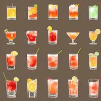 AI generated Cocktail Mocktail Drinks Collection Illustration Water Color Simple Background photo