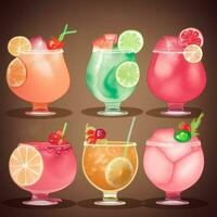 AI generated Cocktail Mocktail Drinks Collection Illustration Water Color Simple Background photo