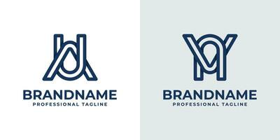 Modern Letter AU and VN Monogram Logo Set, suitable for business with AU, UA, VN, or NV initials vector