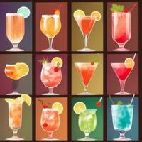 AI generated Cocktail Mocktail Drinks Collection Illustration Water Color Simple Background photo