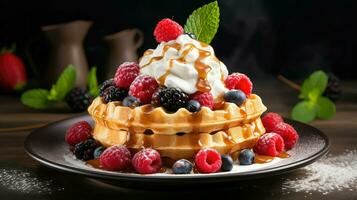 AI generated brunch tasty waffle food photo