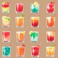 ai generado cóctel Mocktail bebidas colección ilustración agua color sencillo antecedentes foto