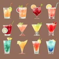 ai generado cóctel Mocktail bebidas colección ilustración agua color sencillo antecedentes foto