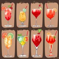 AI generated Cocktail Mocktail Drinks Collection Illustration Water Color Simple Background photo