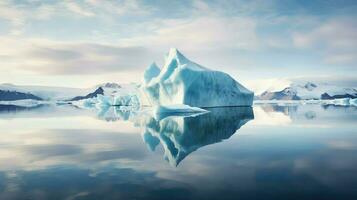 AI generated ice pinnacled icebergs landscape photo