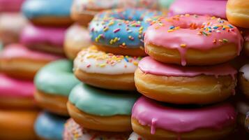 AI generated sweet colorful donut food photo