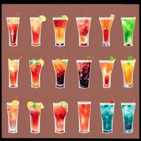 AI generated Cocktail Mocktail Drinks Collection Illustration Water Color Simple Background photo