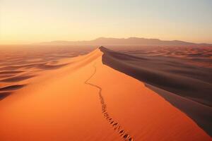 ai generado el vasto extensión de un Desierto a amanecer foto