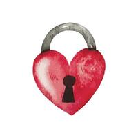 Valentine's day padlock. watercolor illustration vector