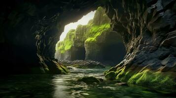 AI generated cliffs sea cave landscape photo