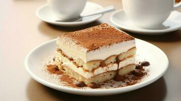 ai generado café dulce Tiramisu comida foto