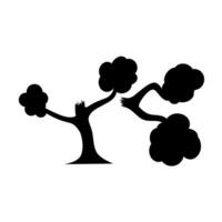 Broken tree vector silhouette. Fallen tree on white background. Natural disaster concept.