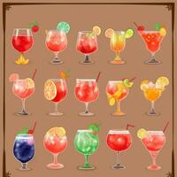 AI generated Cocktail Mocktail Drinks Collection Illustration Water Color Simple Background photo