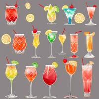 AI generated Cocktail Mocktail Drinks Collection Illustration Water Color Simple Background photo