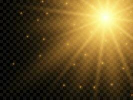 Sunlight on a background. Isolated yellow rays of light. Vector illustration