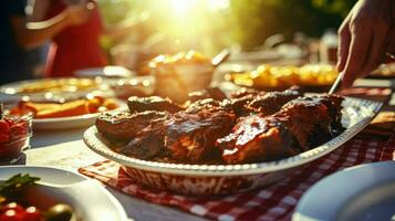 ai generado falda caliente barbacoa comida foto