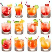 AI generated Cocktail Mocktail Drinks Collection Illustration Water Color Simple Background photo