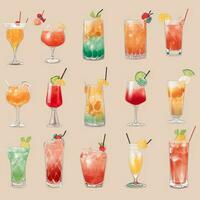 ai generado cóctel Mocktail bebidas colección ilustración agua color sencillo antecedentes foto