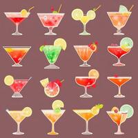 AI generated Cocktail Mocktail Drinks Collection Illustration Water Color Simple Background photo