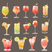 AI generated Cocktail Mocktail Drinks Collection Illustration Water Color Simple Background photo