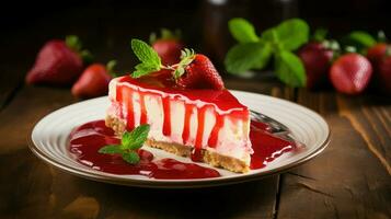 AI generated creamy strawberry dessert food photo