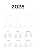 calendario 2025 vertical a3 a4 a5 semana comienzo lunes corporativo diseño planificador modelo. vector gráfico