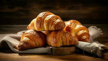 AI generated flaky tasty croissan food photo