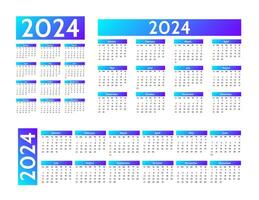 Calendar for 2024 isolated on a white background vector