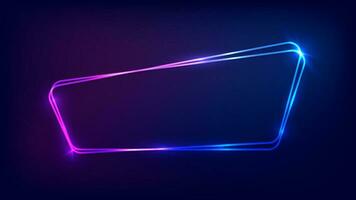 Neon double frame with shining effects vector